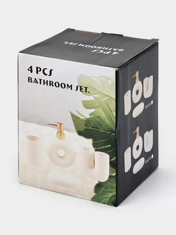 Набор для ванной Набор для ванной "Полосы", 4 предмета (мыльница, дозатор для мыла, 2 стакана), цвет бежевый 108811