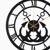 Часы настенные интерьерные &laquo;Якорь&raquo;, бесшумные, плавный ход, d=40 см, металл, чёрные