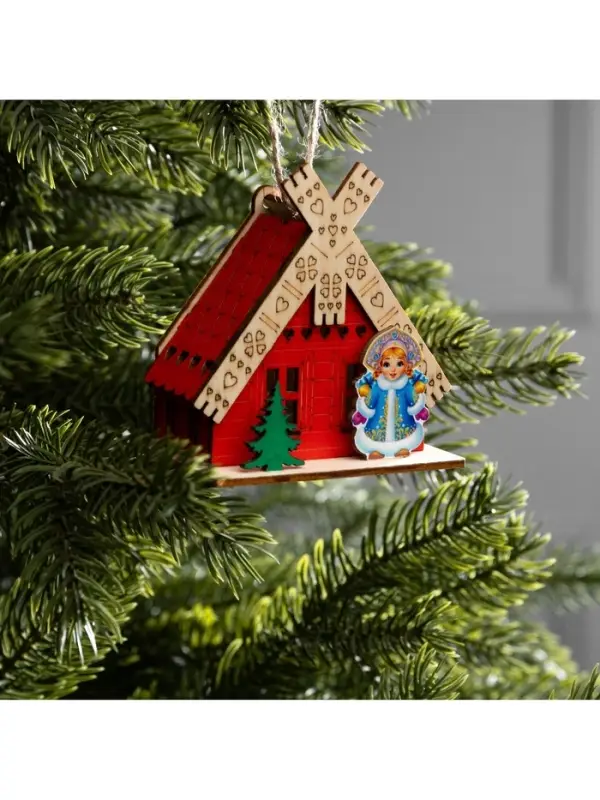 Подвеска световая &laquo;Дом Снегурочки&raquo;, 8&times;4&times;8.5 см, 1 LED, от батареек AG10&times;3, свечение тёплое белое