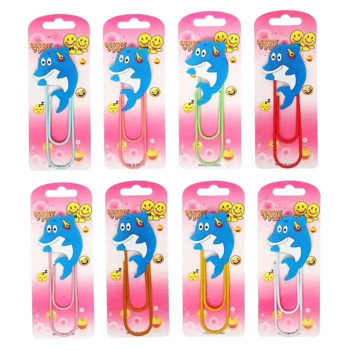 Закладка-скрепка большая «Дельфин», 11 см, МИКС Закладка-скрепка большая «Дельфин», 11 см, МИКС