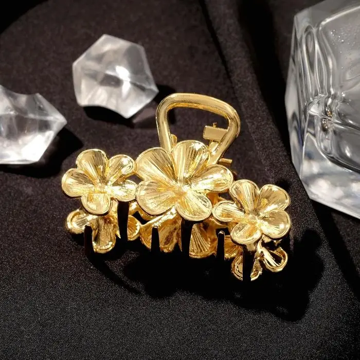 Краб для волос Краб для волос "Валери" васильки, 5,3 см, золото