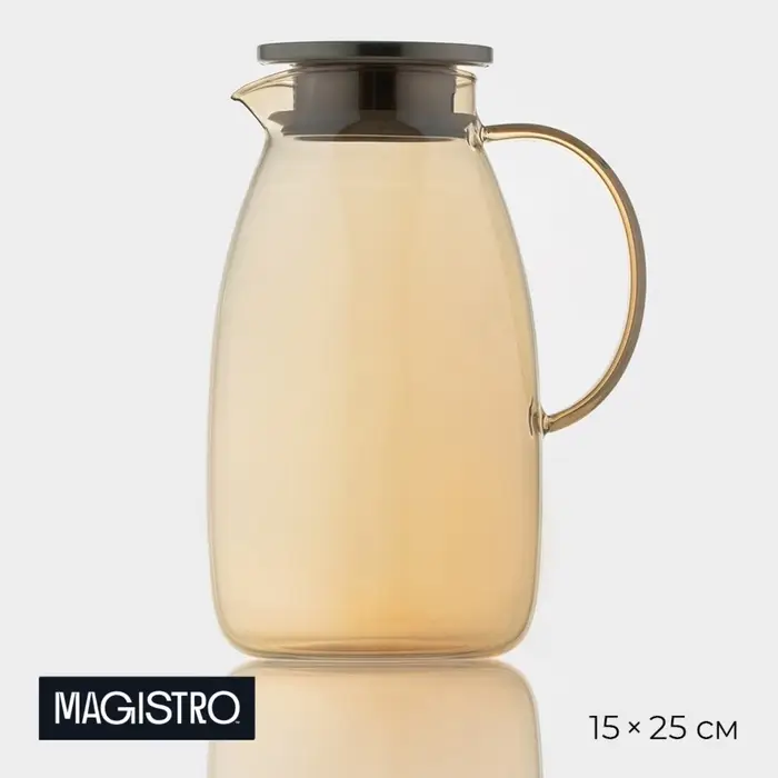 Кувшин для воды &laquo;Богема&raquo;, 15&times;25 см, стекло, с металлической крышкой, золотистый