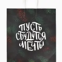 Пакет бумажный подарочный новогодний крафт &laquo;Сбудутся мечты&raquo; 32&times;17.5&times;37 см