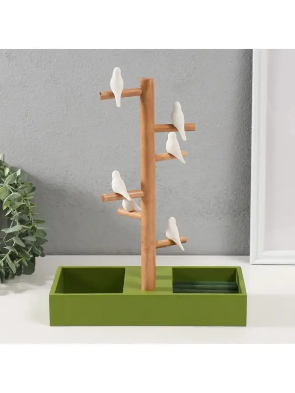 Подставка для украшений &laquo;Птички на дереве&raquo;, зелёный, 24&times;12&times;32 см