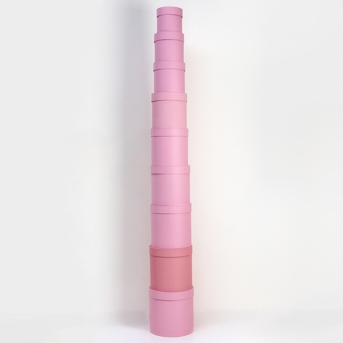 Набор круглых коробок 9 в 1 Пудра,23х23 - 13-13 см