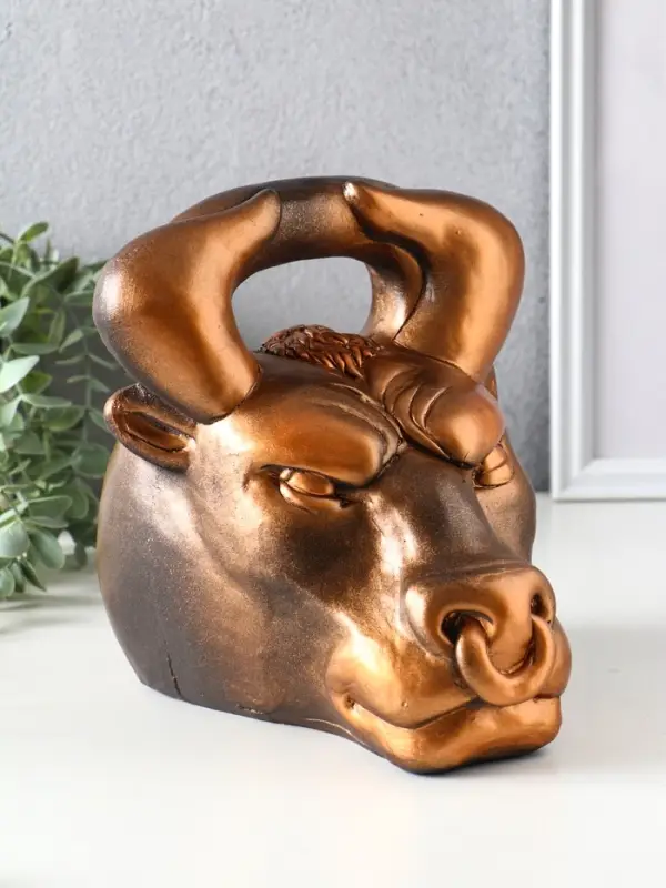 Копилка для денег &laquo;Бык гиря&raquo;, гипс, золото-бронза, 20&times;21&times;19 см