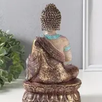 Сувенир полистоун подсвечник "Будда с лотосом" с золотой патиной 10х14,5х25 см