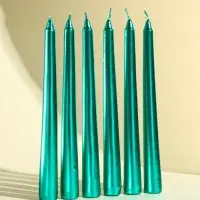Свечи античные, 1.9&times;20 см, набор 6 шт., зелёный металлик
