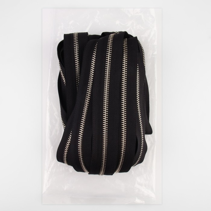 Молния рулонная металлическая, №5, 10 м, цвет чёрный/никель Молния рулонная металлическая, №5, 10 м, цвет чёрный/никель