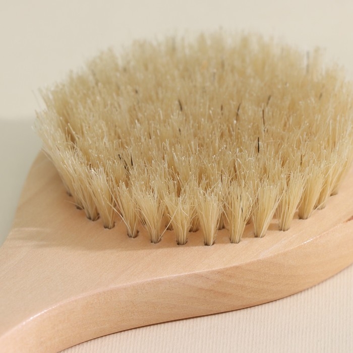 Щётка массажная для тела Доляна, с ручкой, натуральная щетина