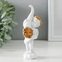 Фигурка полистоун &laquo;Белоснежный ангел с рогом с розами&raquo;, 5.5&times;4.5&times;13.5 см