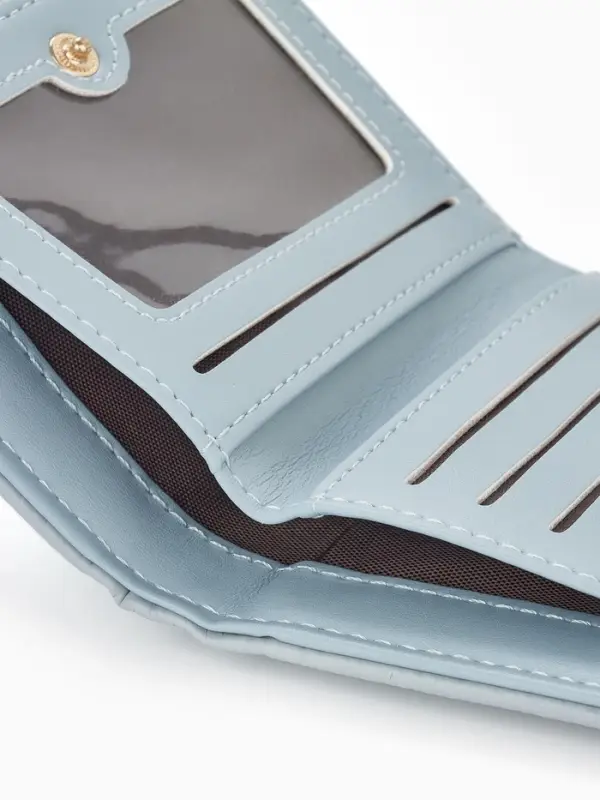 Кошелёк женский на кнопке, 11.5&times;2&times;9 см, комбинированный, голубой