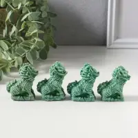 Сувенир полистоун "Собаки Фу" набор 4 шт зелёный 2,3х4,5х5 см