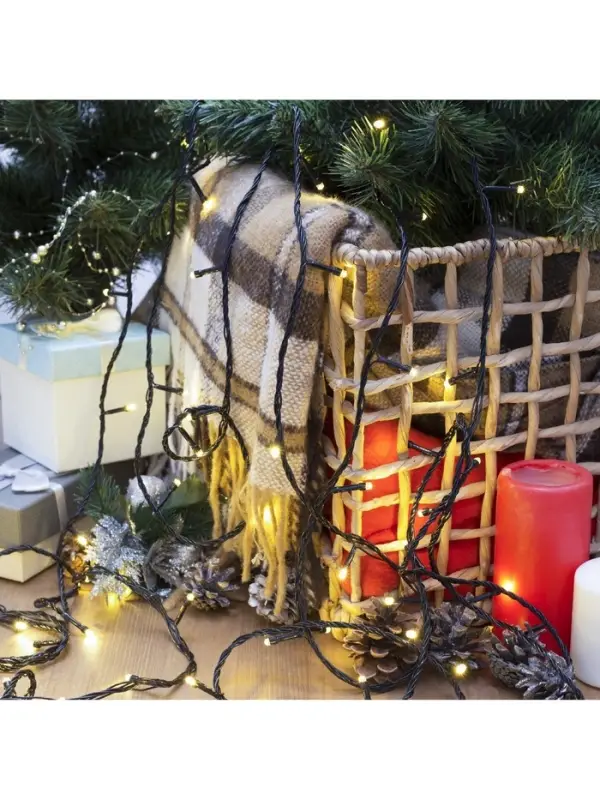 Гирлянда &laquo;Нить&raquo; 20 м, IP20, тёмная нить, 200 LED, свечение тёплое белое, 8 режимов, 220 В