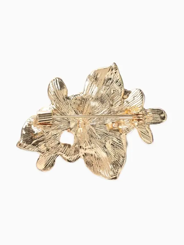 Брошь &laquo;Сакура&raquo; цветок, цвет зелено-розовый в золоте
