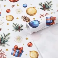 Бумага упаковочная &laquo;Новый год время чудес&raquo;, белый крафт, 1 лист, 80 г/м&sup2;, 70&times;100 см