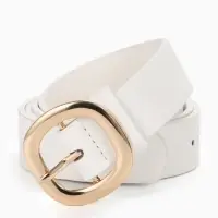 Ремень женский, 2.8&times;105 см, 1 прокол, золотистая пряжка, белый