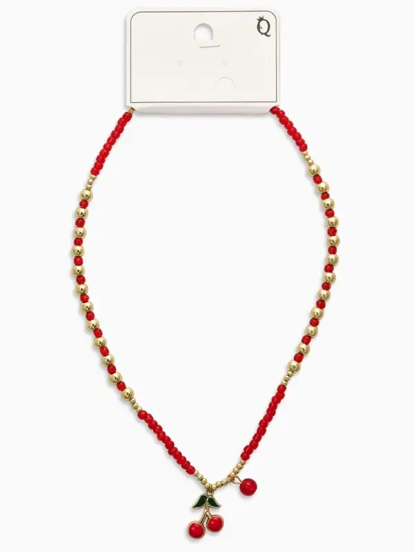 Колье из бисера &laquo;Вишня&raquo;, 40 см, красное в золоте