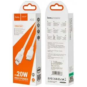 Кабель Type-C на Lightning 2M 20W X93 HOCO белый