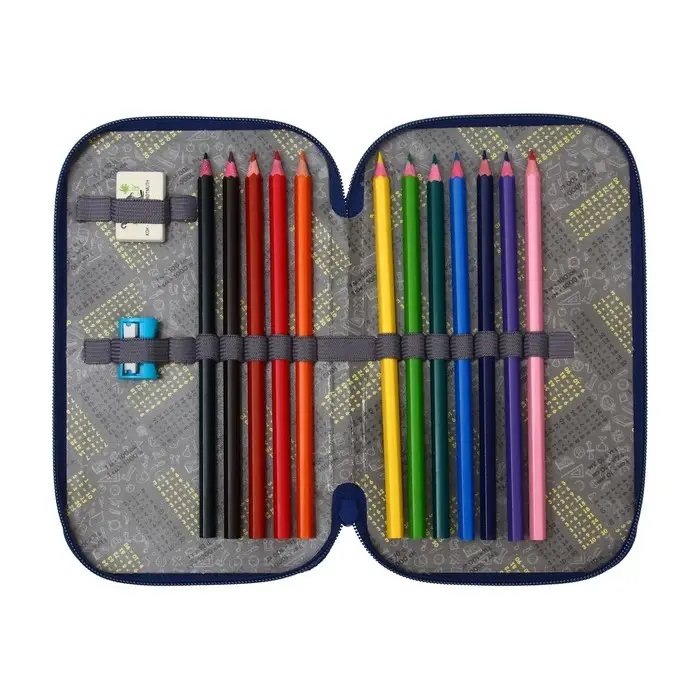 Пенал 2 секции, 125 х 205 мм, с наполнением 23 предмета, Calligrata Пенал 2 секции, 125 х 205 мм, с наполнением 23 предмета, Calligrata "Бульдог" ламинированный картон, 30П26/2/set