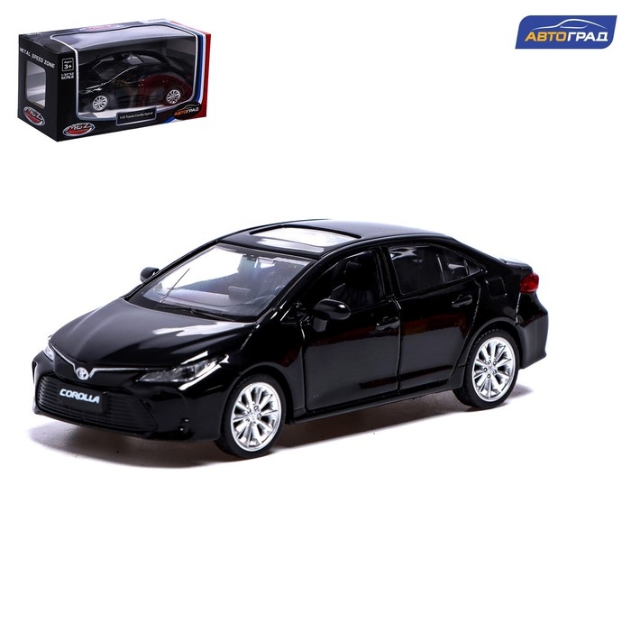 Машина металлическая TOYOTA COROLLA HYBRID, 1:43, инерция, открываются двери, цвет чёрный Машина металлическая TOYOTA COROLLA HYBRID, 1:43, инерция, открываются двери, цвет чёрный