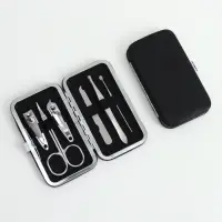 Набор маникюрный, 6 предметов, в футляре, чёрный