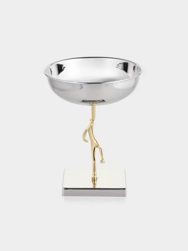 Блюдо сервировочное на подставке &laquo;Человек&raquo;, d=18 см, нержавеющая сталь, латунь