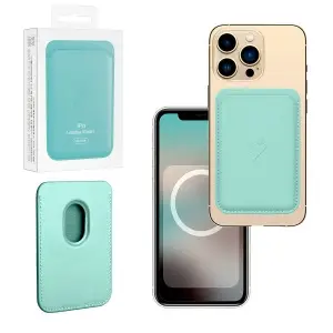 Чехол Leather Wallet Ice Sea Blue iPh 12 - 15 Pro Max (Анимация NFC Clear) с лого