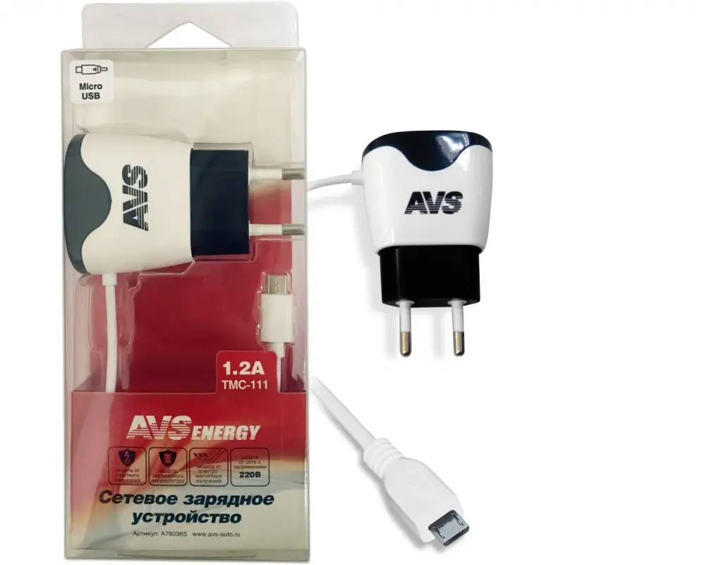 Сетевое зарядное устройство AVS с micro USB TMC-111 (1,2А)