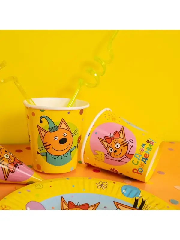 Стаканы  "Три Кота, Яркий праздник" 6 шт.(250 мл)