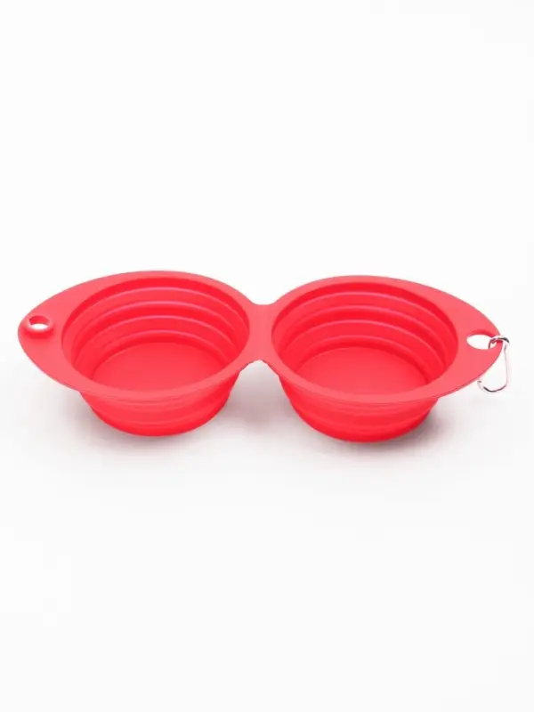 Миска силиконовая двойная, складная, красная