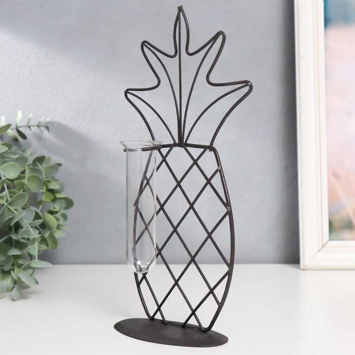 Декор металл, стекло Декор металл, стекло "Ананас" чёрный 15х5,5х25 см
