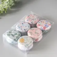 Шкатулка металл круглая "Цветы и листья" набор 12 шт 6,8х6,8х1,7 см