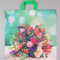 Пакет "Цветочная композиция", полиэтиленовый с петлевой ручкой, 45 х 45 + 3 см, 60 мкм
