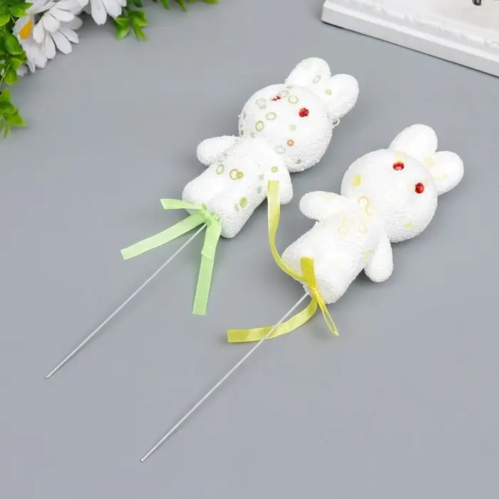 Набор топперов для украшения «Зайчата: посыпка, кружочки», 2 шт., жёлтый, зелёный, 12 см Набор топперов для украшения «Зайчата: посыпка, кружочки», 2 шт., жёлтый, зелёный, 12 см