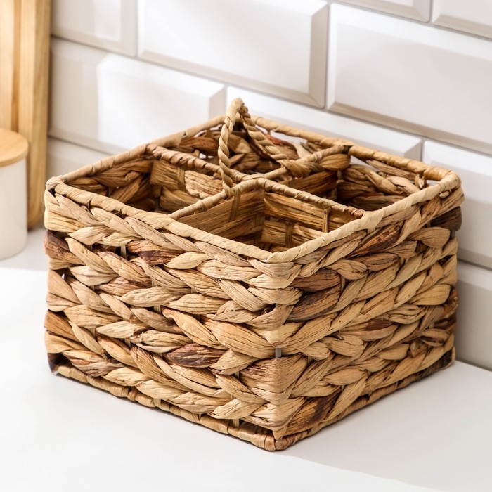 Корзинка для подачи Корзинка для подачи "Камыш" из соломы 20х20х14 см