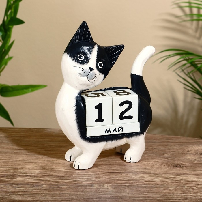 Вечный календарь Вечный календарь "Котик" дерево 15х22х6 см