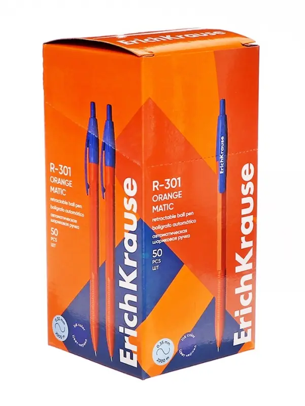 Ручка шариковая ErichKrause R-301 Matic Orange, узел 0.7 мм, автоматическая, стержень синий Ручка шариковая ErichKrause R-301 Matic Orange, узел 0.7 мм, автоматическая, стержень синий