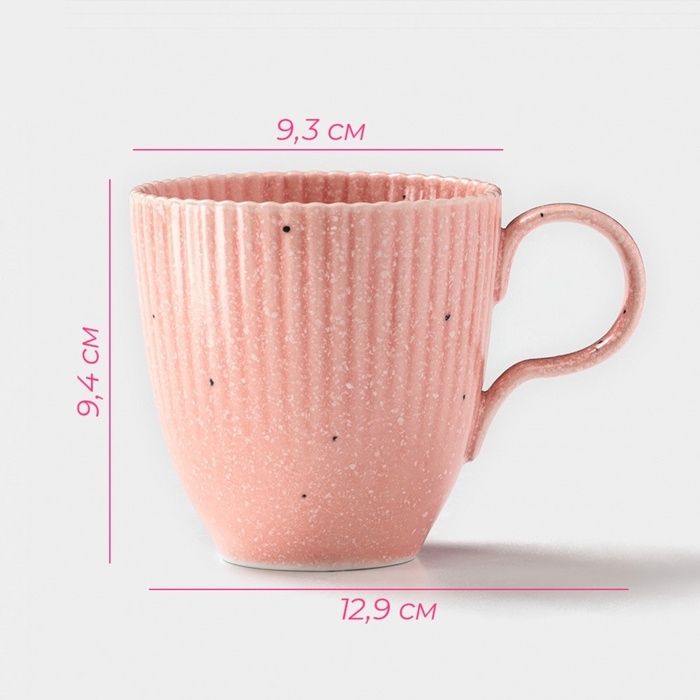 Кружка Доляна &laquo;Коралл&raquo;, 350 мл, фарфор, розовая