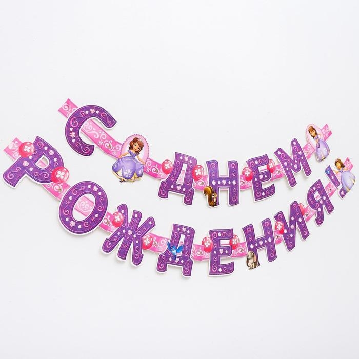 Гирлянда на люверсах "С Днем Рождения!", длина 235 см, Принцесса София