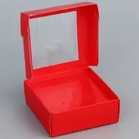 Коробка для бижутерии с PVC окном 8×8×3 см, красный