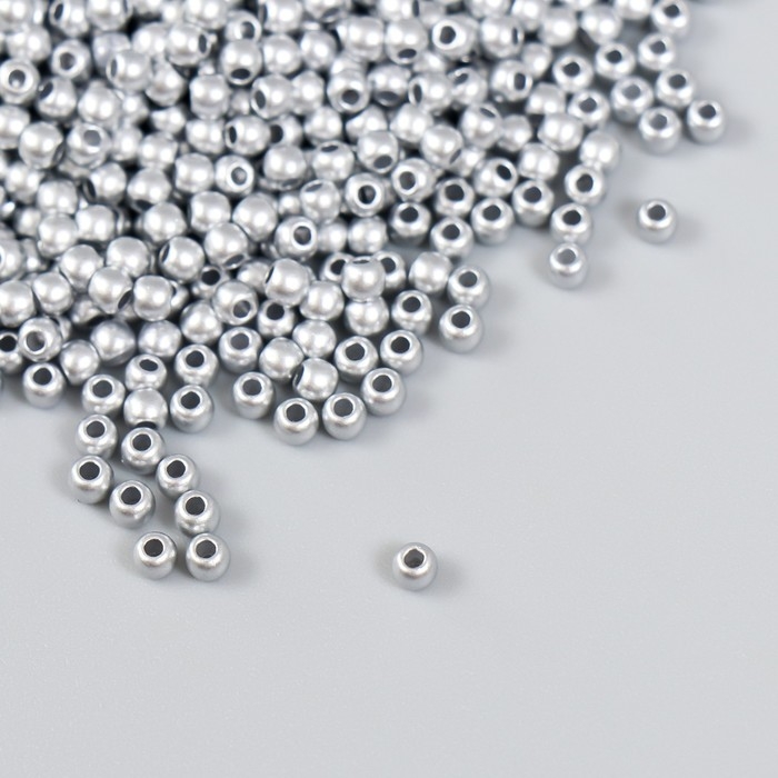 Набор бусин Набор бусин "Рукоделие" пластик, диаметр 3 мм, 25 гр, серебряный