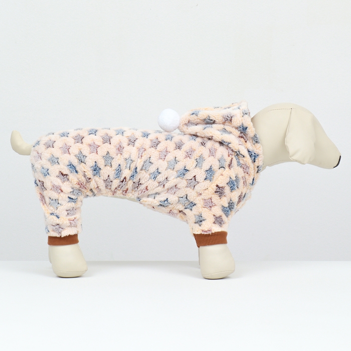 Комбинезон Комбинезон "Звёзды" с капюшоном, размер 2XL (ДС 45 см, ОШ 45 см, ОГ 55 см), бежевый