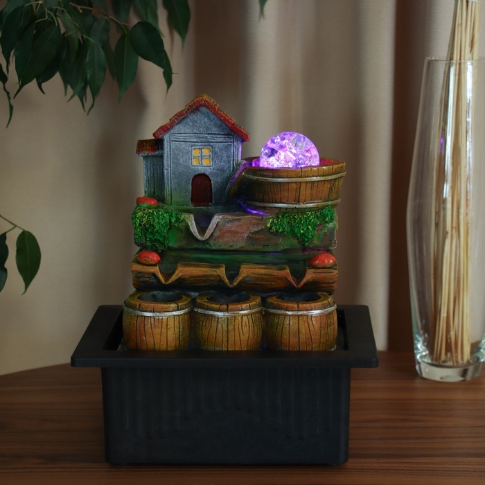 Фонтан "Домик на камнях" 26х22,5 см (с подсветкой)