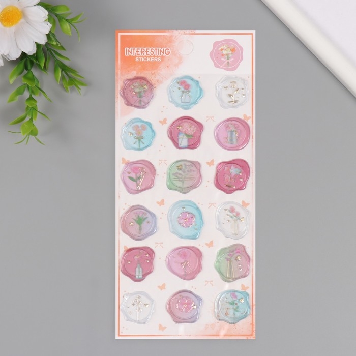 Наклейки для творчества пластик Наклейки для творчества пластик "Цветочные богатства" 9,3х20,4 см