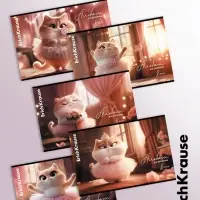 Альбом для рисования А4 ErihKrause Prima Cat, 8 листов, на скобе, МИКС