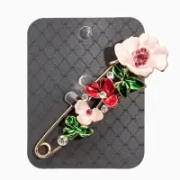 Булавка &laquo;Цветочная&raquo;, дорожка, 7.5 см, цветная в чернёном золоте