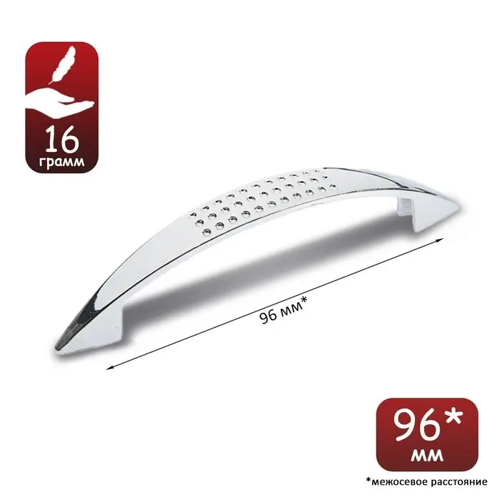 Ручка-скоба мебельная LIGHT РС003, м/о 96 мм, цвет хром Ручка-скоба мебельная LIGHT РС003, м/о 96 мм, цвет хром