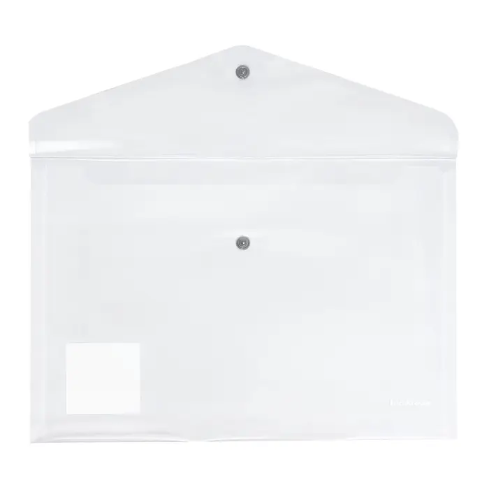 Папка-конверт на кнопке А4, 160 мкм, ErichKrause Glossy Clear, глянцевая, с цветной кнопкой, прозрачная, микс