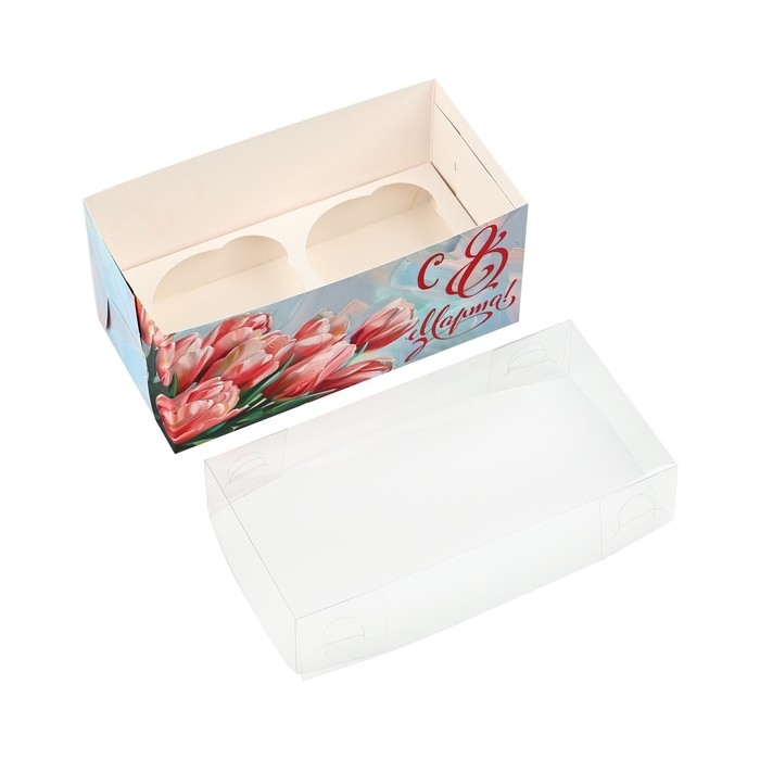 Коробка для капкейка «8 марта», 16 х 8 х 7.5 см Коробка для капкейка «8 марта», 16 х 8 х 7.5 см